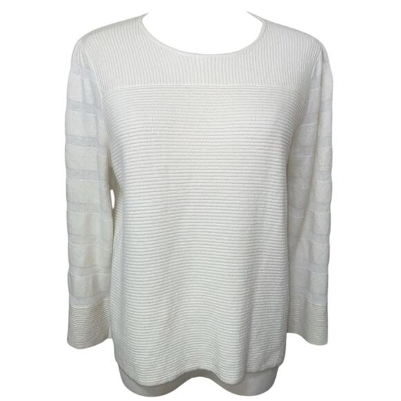 Club Monaco Striped Sweater Ivory Wide Sleeves Medium Wool/alpaca Blend - Picture 1 of 6